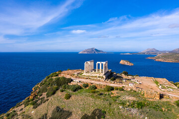 Fototapeta na wymiar Cape Sounio, Poseidon temple archaeological site, Attica, Greece