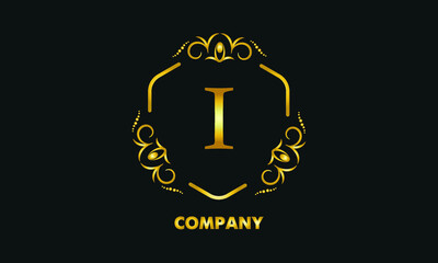 Stylish emblem. Elegant exquisite logo with the letter I, a sign for a restaurant, jewelry, boutiques, hotels, business.