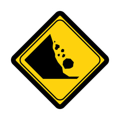 Falling mountain rocks sign and symbol graphic design vector illustration