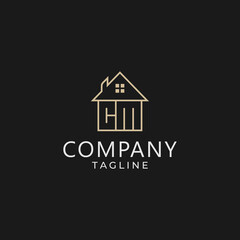 The logo design combines the letters CM and the house in a monoline style.