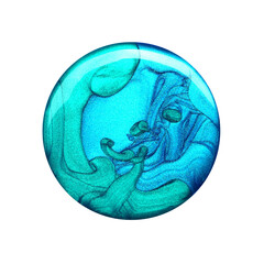 Blot of green blue circle shaped nail polish isolated on white