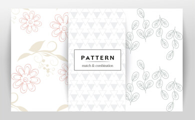 Elegant floral seamless pattern set.