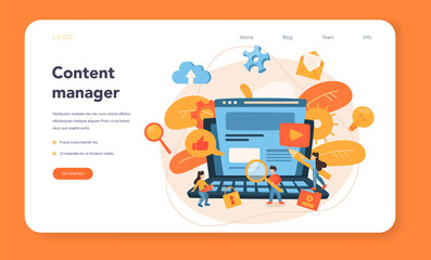 Content management web banner or landing page. Idea of digital strategy