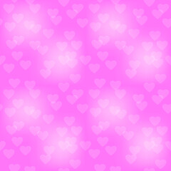 Delicate transparent white hearts on a pink background. Valentine's day seamless pattern. Vector illustration