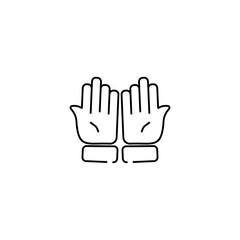 pray, muslim, islam, hand wave, waving hi or hello gesture line art vector icon for apps and websites