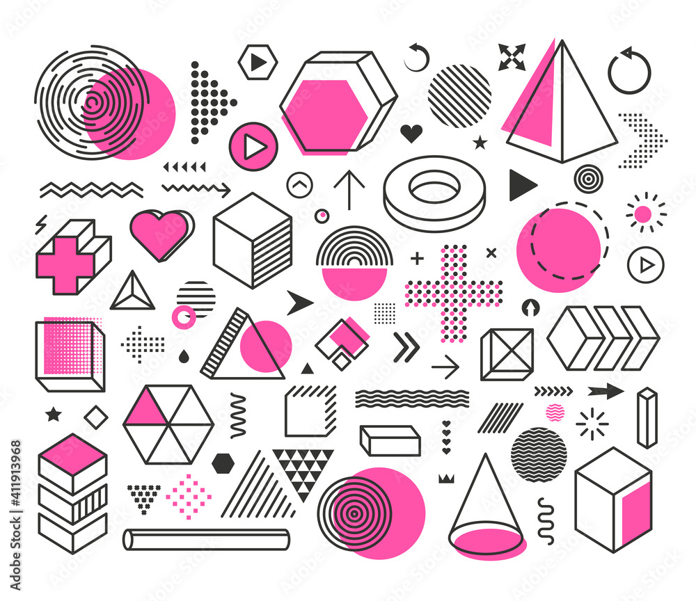 Poster Memphis style vector geometric element srt isolated on white background