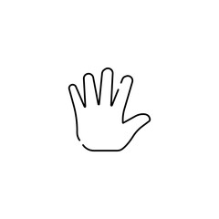 Obraz premium Hand wave, waving hi or hello gesture line art vector icon for apps and websites emoji, slap