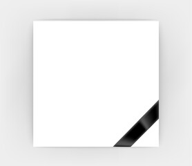 Obraz premium White frame with mourning ribbon. Photo frame template