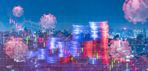 Coronavirus impact global economy stock market financial crisis concept.Growth of the stock market.Graphs representing the stock market crash caused by the Coronavirus.