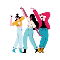 happy young girls dancing avatars characters