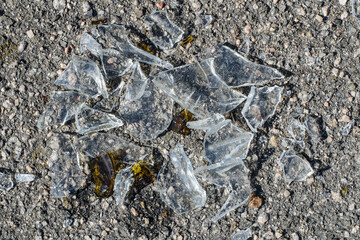 Broken glass. Glass shards background.