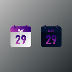 May daily calendar icon in flat design style. Vector illustration in light and dark design. 