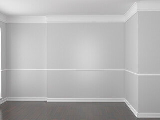 Empty room. White mock up design template. 3d render illustration