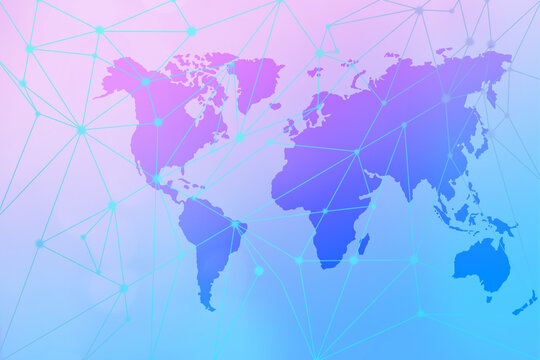 double exposure neural, social network, country map, illustration
