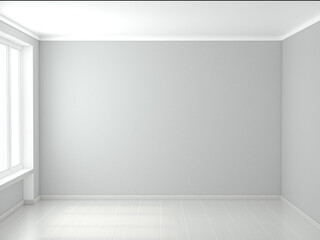 Empty room with gray walls and a window. 3d render illustration
