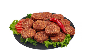 Raw meat for making burger isolated on white