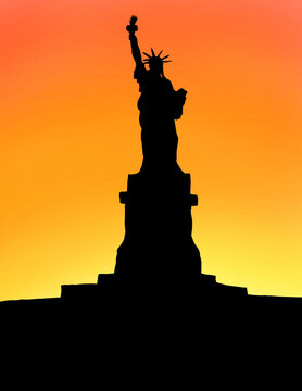 Beautiful Illistrated Silhouette Of Statue Of Liberty .