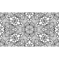 Seamless background  Eastern style black and white color. Mandala ornament. Arabic  Pattern. Elements of flowers and leaves. Vector illustration. Use for wallpaper, print packaging paper, textil - 411919947