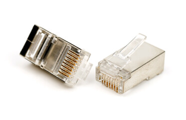 connector rj45 on white background.	
