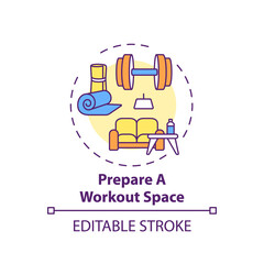 Preparing workout space concept icon. Home physical training tip idea thin line illustration. Creating motivational atmosphere. Workout mats. Vector isolated outline RGB color drawing. Editable stroke