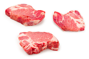 Raw pork isolated on white background.