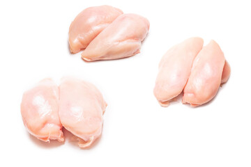 Raw chicken fillet isolated on white background.