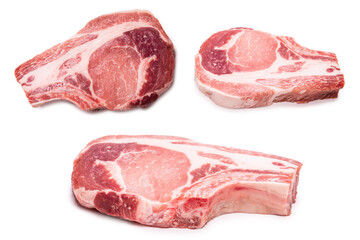 Raw pork isolated on white background.