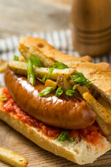 Homemade Merguez Frites Sausage Sandwich