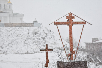 Orthodox church in the snow. Nizhny Novgorod
