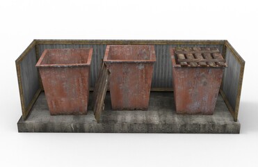 Container Garbage render on a white background. 3D rendering