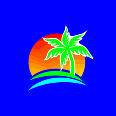 Beach Logo and Summer logo template vector illustration, 
Template for logo on the theme of tourism with a palm trees.