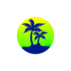 Fototapeta na wymiar Beach Logo and Summer logo template vector illustration, Template for logo on the theme of tourism with a palm trees.