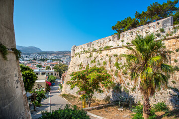 The venetian fortress of Fortezza on the hill at the old town of Rethimno, Crete, Greece.
