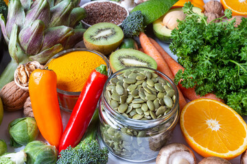 Healthy diet vegetables background. Clean and detox eating.