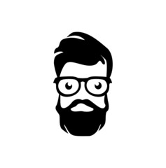 Hipster hair and beards, 
Barber shop isolated vintage label badge emblem. Vector illustration.