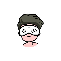 kid hair and glasses of game pad logo, Vector Logo template