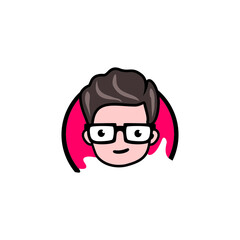 kid with hair and glasses for Geek Logo, Vector Logo template
