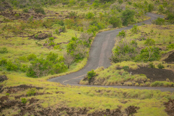 The road in volcanic fetiel land going to the Masaya Volcano in Central Nicaragua.