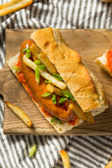 Homemade Merguez Frites Sausage Sandwich