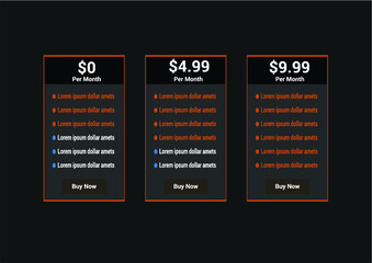 Artistic Pricing Table Template Design