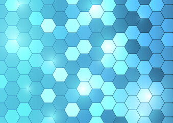 Vector : Hexagons on blue gradient background