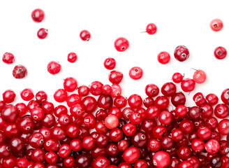Cranberry berry background close-up. The view from top
