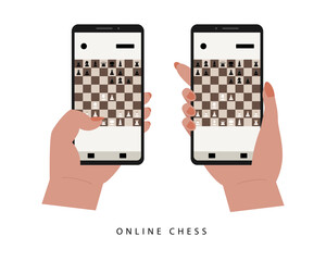 Sicilian defense flat vector. Mobile chess play.