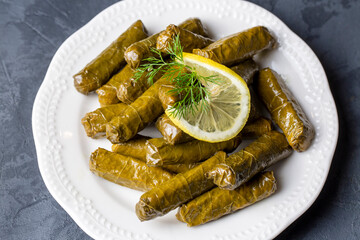 Traditional delicious Turkish foods; stuffed leaves (yaprak sarmasi)