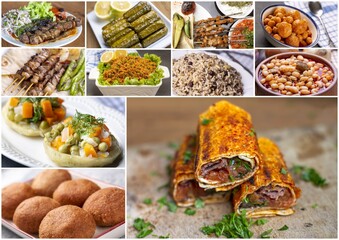 Traditional delicious Turkish foods collage
