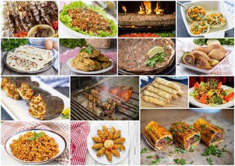Traditional delicious Turkish foods collage