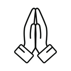 Pray icon. Folded hands symbol. Simple thin line design. Vector illustartion.