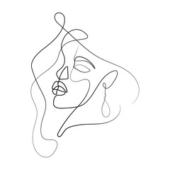 Vector Illustration of Beautiful Female Face Line Art Drawing. Good for Cover, Poster, T-Shirt, Graphic Design Print, and others.