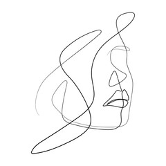 Vector Illustration of Beautiful Female Face Line Art Drawing. Good for Cover, Poster, T-Shirt, Graphic Design Print, and others.