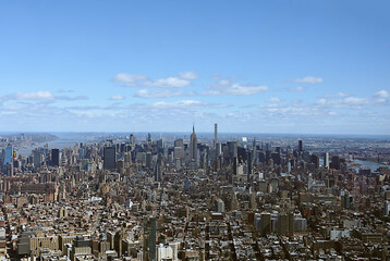 Obraz na płótnie Canvas Aerial view of New York skyline including the Hudson and East rivers